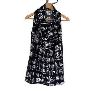 2 b Rych tunic Black White Sleeveless Dress abstract fish print XS NEW resort